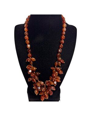Brown Beaded Cluster Necklace (6334)